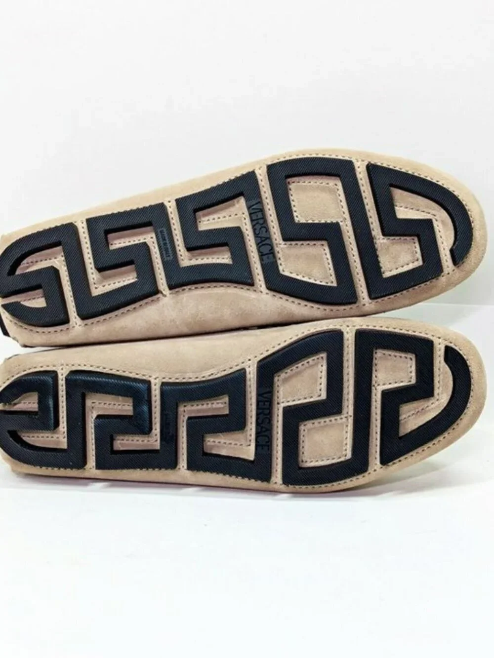 Versace Men's Medusa Coin Penny Driving Loafer in Light Sand Rutenio Size 42.5